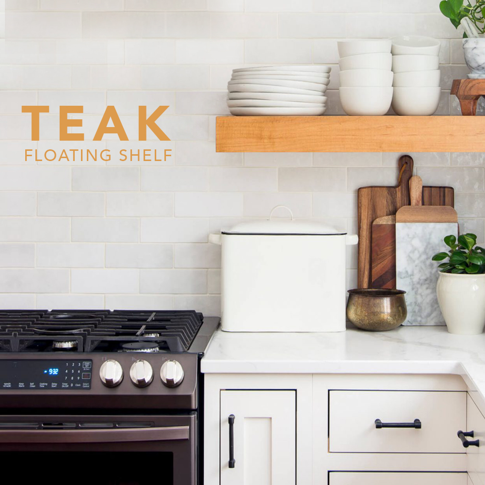 Teak Floating Shelf Application Federal Brace